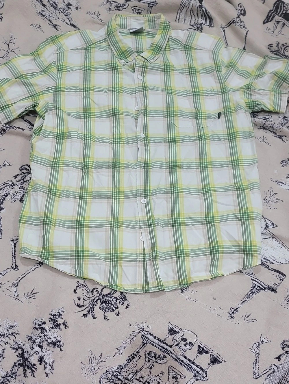 Columbia Plaid Short-sleeve Button Down Shirt in Green
